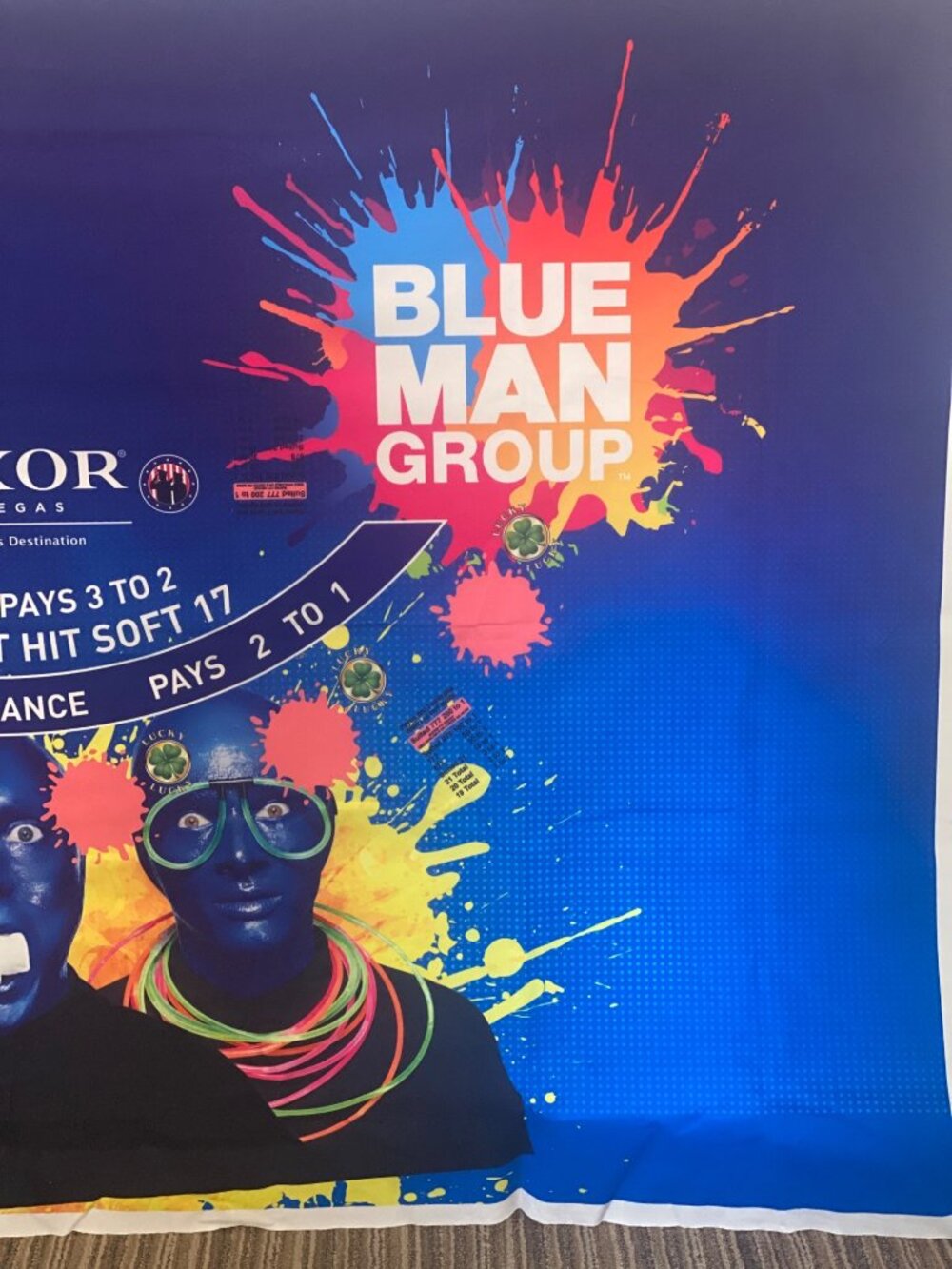 Luxor Las Vegas Blue Man Group Blackjack Felt Tablecloth - Unused RARE Unique - Picture 10 of 16